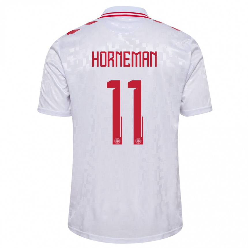 Men Football Denmark Charly Horneman #11 White Away Jersey 24-26 T-Shirt Nz