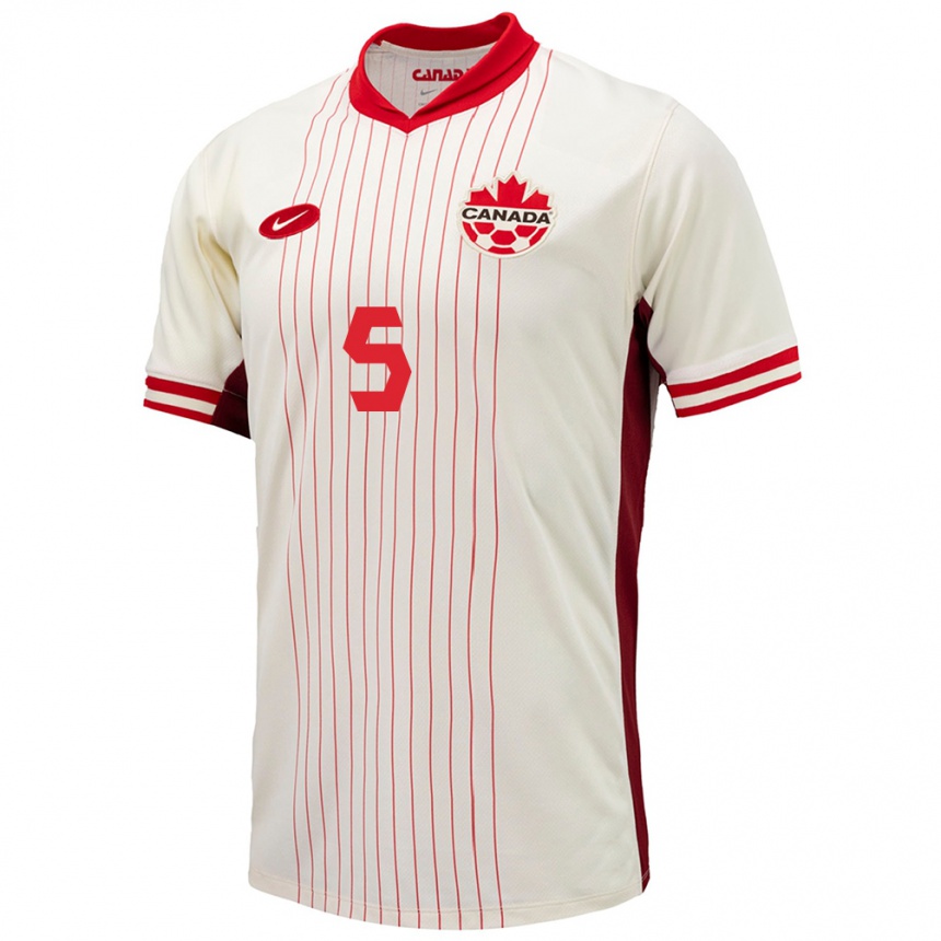 Men Football Canada Joel Waterman #5 White Away Jersey 24-26 T-Shirt Nz