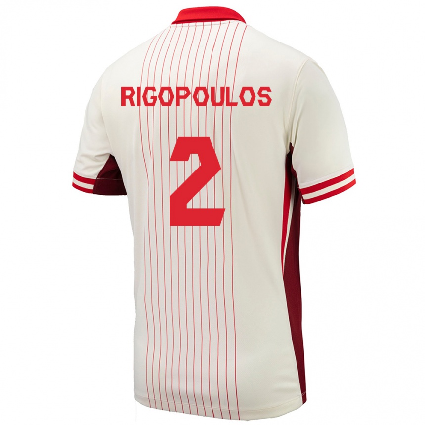 Men Football Canada Theo Rigopoulos #2 White Away Jersey 24-26 T-Shirt Nz