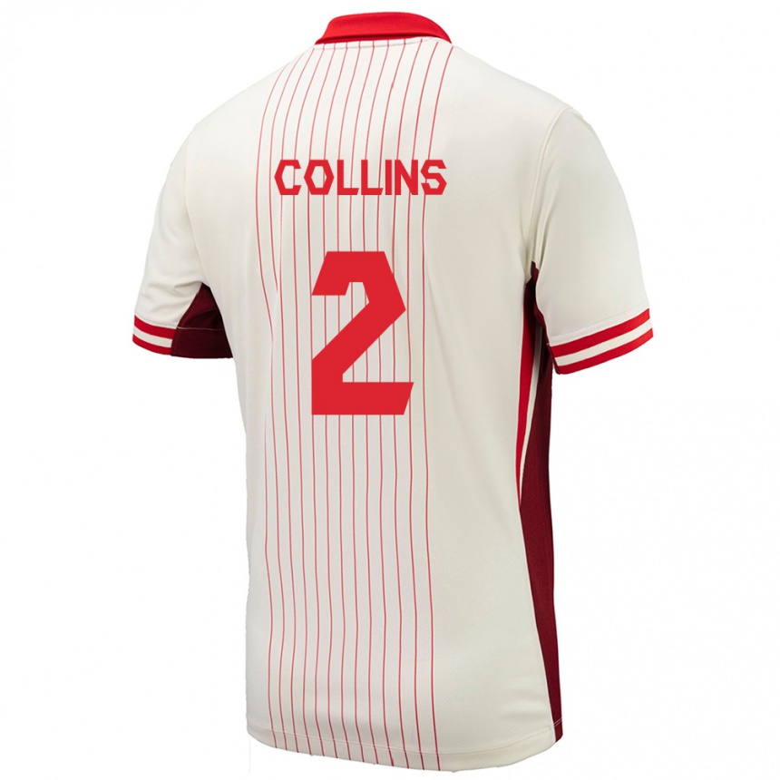 Men Football Canada Sydney Collins #2 White Away Jersey 24-26 T-Shirt Nz