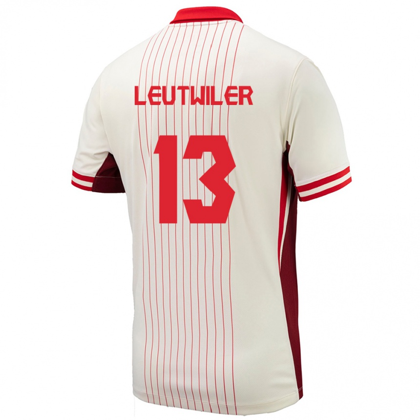 Men Football Canada Jayson Leutwiler #13 White Away Jersey 24-26 T-Shirt Nz