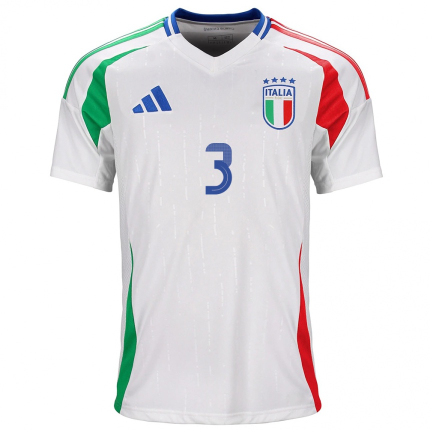 Men Football Italy Federico Dimarco #3 White Away Jersey 24-26 T-Shirt Nz