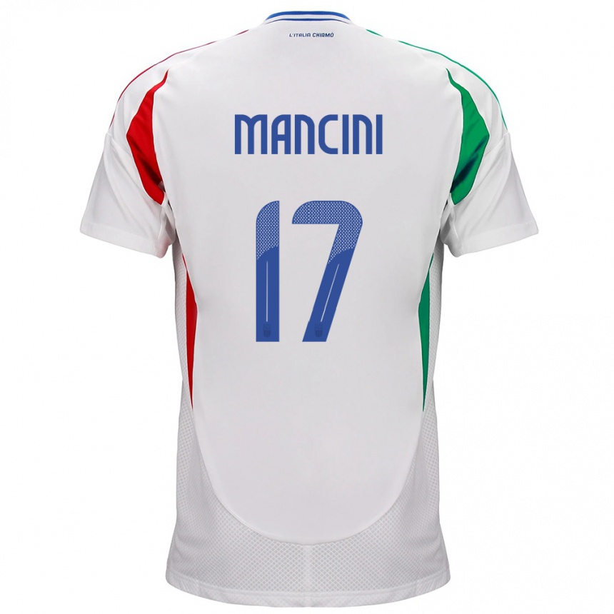 Men Football Italy Gianluca Mancini #17 White Away Jersey 24-26 T-Shirt Nz