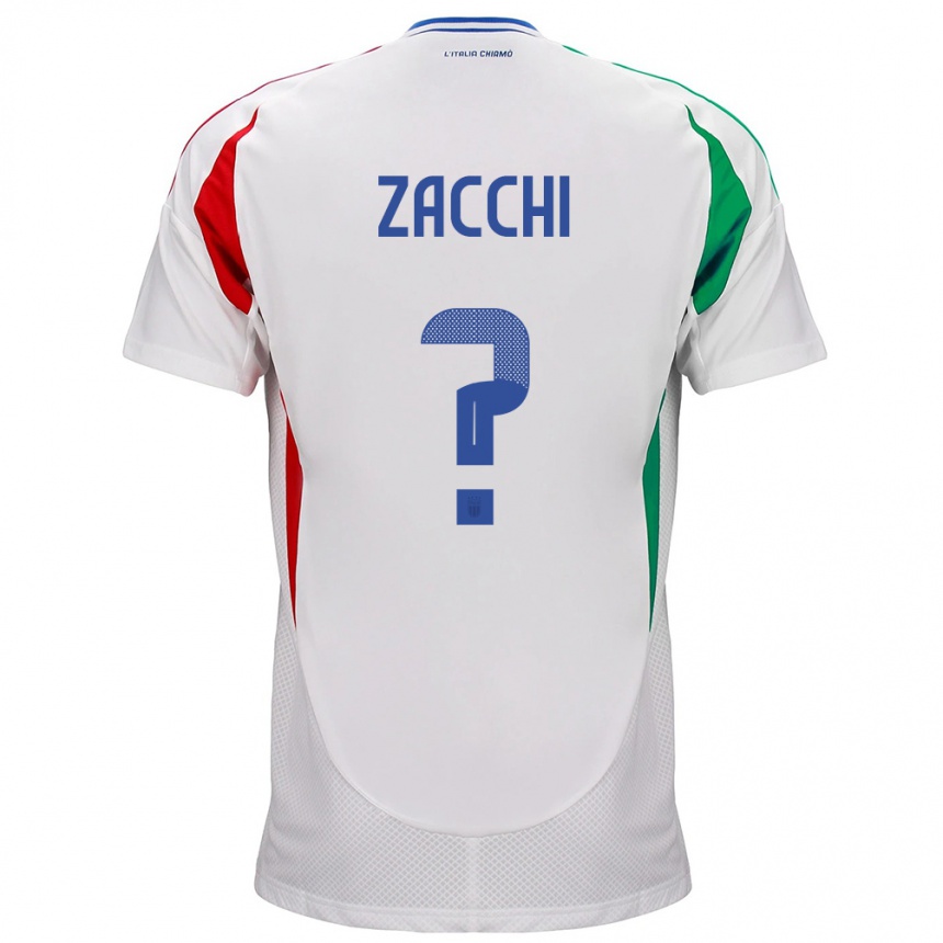 Men Football Italy Gioele Zacchi #0 White Away Jersey 24-26 T-Shirt Nz