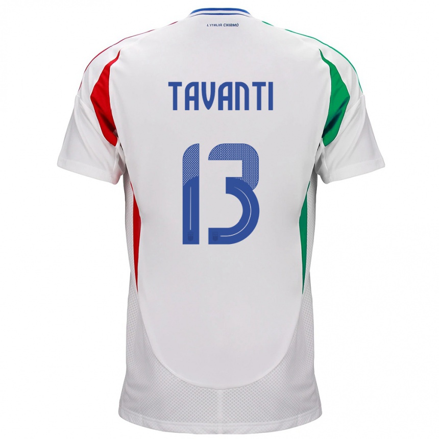 Men Football Italy Samuele Tavanti #13 White Away Jersey 24-26 T-Shirt Nz