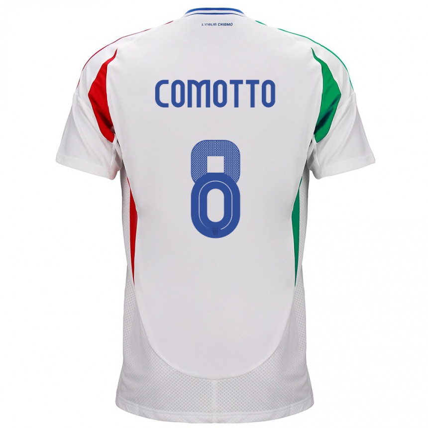 Men Football Italy Christian Comotto #8 White Away Jersey 24-26 T-Shirt Nz