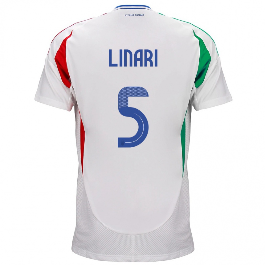 Men Football Italy Elena Linari #5 White Away Jersey 24-26 T-Shirt Nz