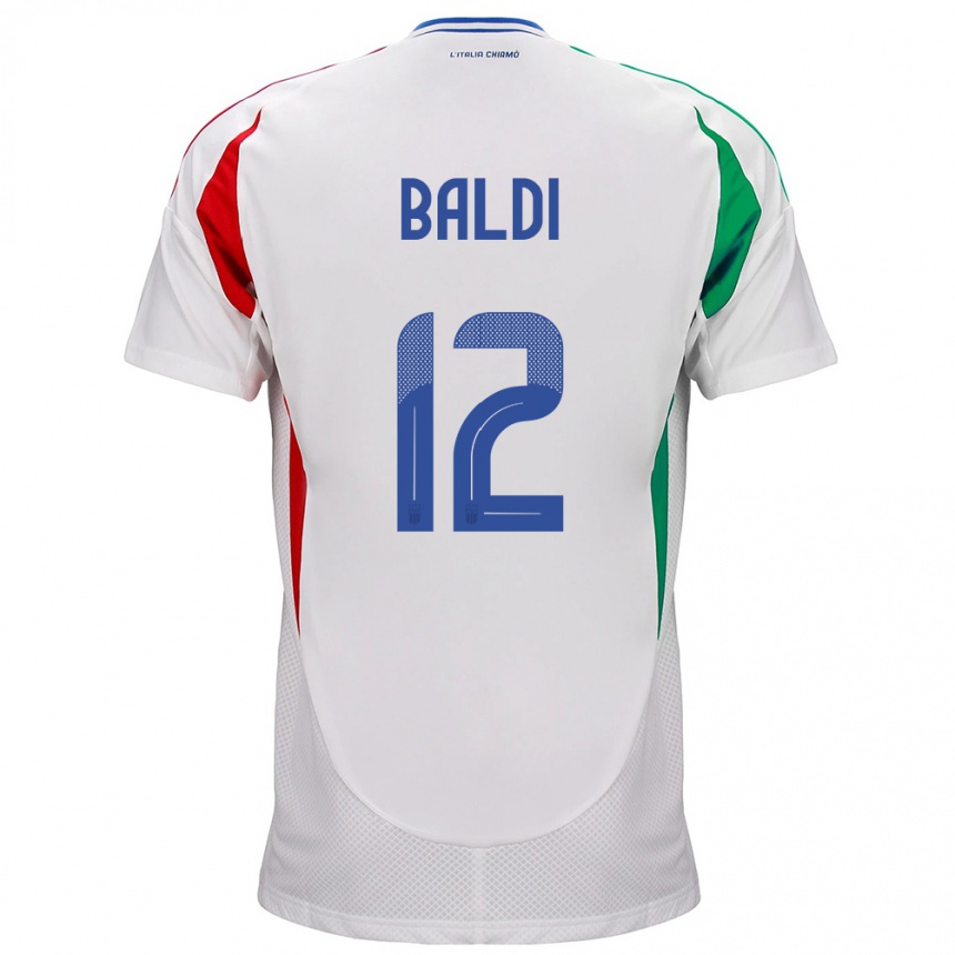 Men Football Italy Rachele Baldi #12 White Away Jersey 24-26 T-Shirt Nz