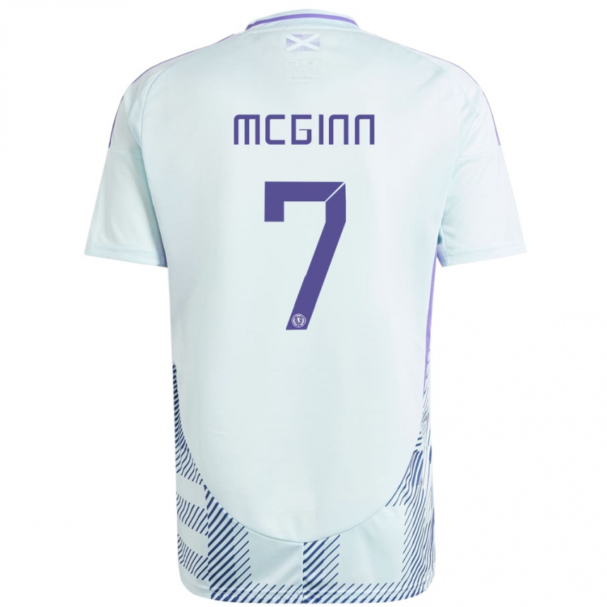 Men Football Scotland John Mcginn #7 Light Mint Blue Away Jersey 24-26 T-Shirt Nz