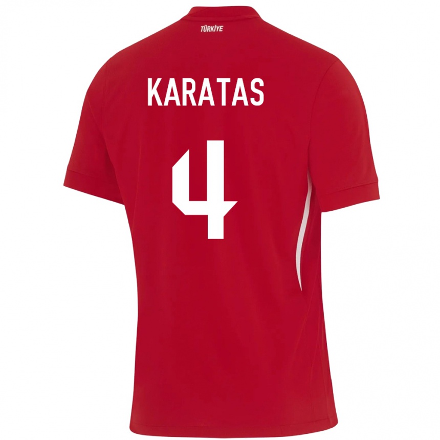 Men Football Turkey Eda Karataş #4 Red Away Jersey 24-26 T-Shirt Nz