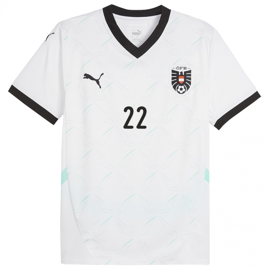 Men Football Austria Muhammed Cham #22 White Away Jersey 24-26 T-Shirt Nz