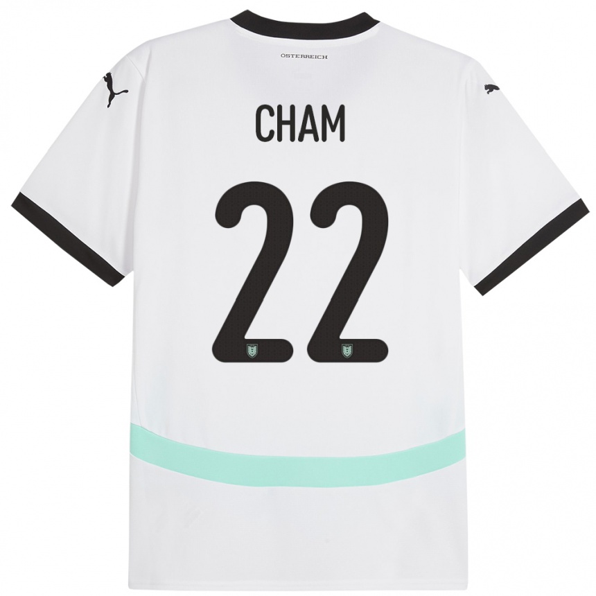 Men Football Austria Muhammed Cham #22 White Away Jersey 24-26 T-Shirt Nz