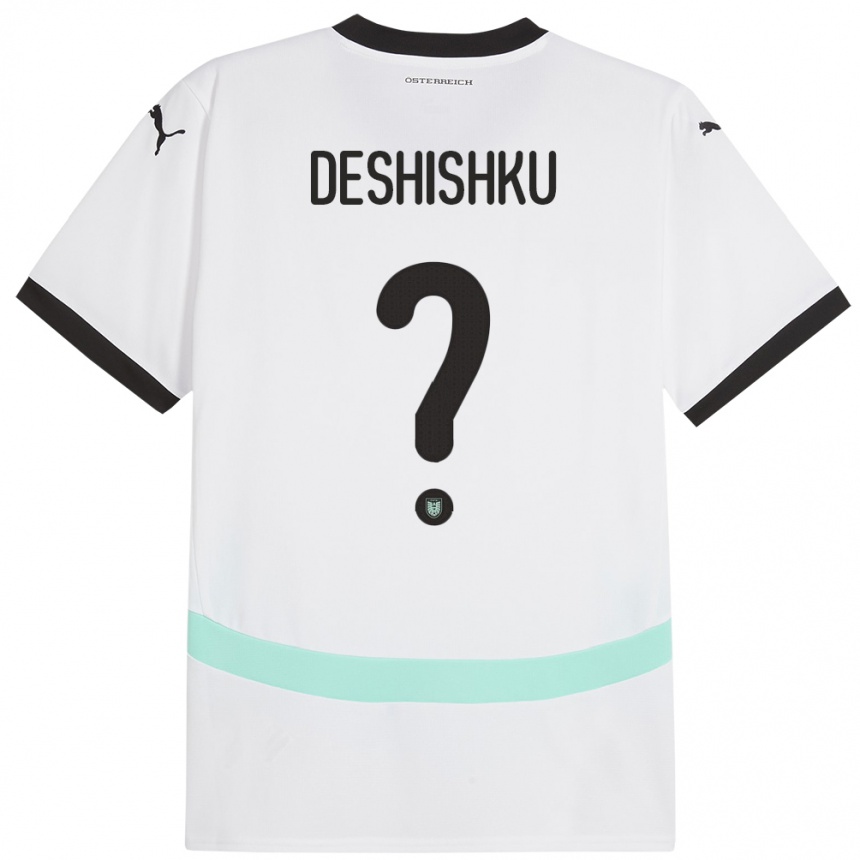 Men Football Austria Hasan Deshishku #0 White Away Jersey 24-26 T-Shirt Nz