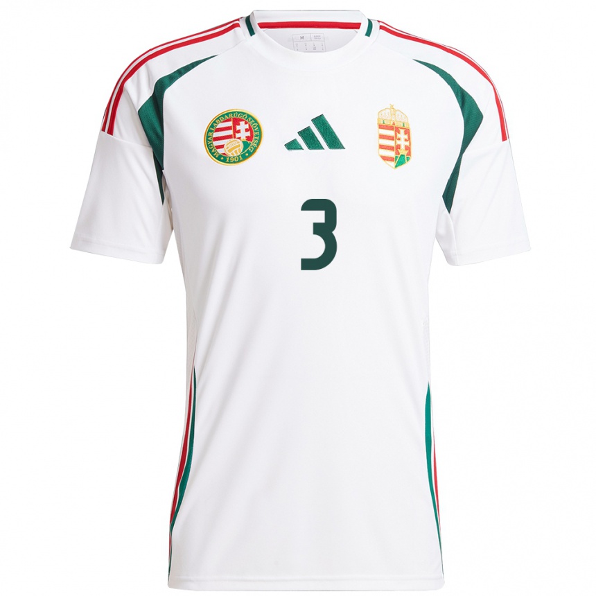 Men Football Hungary Attila Mocsi #3 White Away Jersey 24-26 T-Shirt Nz