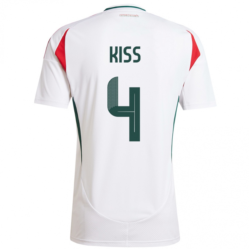 Men Football Hungary Bálint Kiss #4 White Away Jersey 24-26 T-Shirt Nz