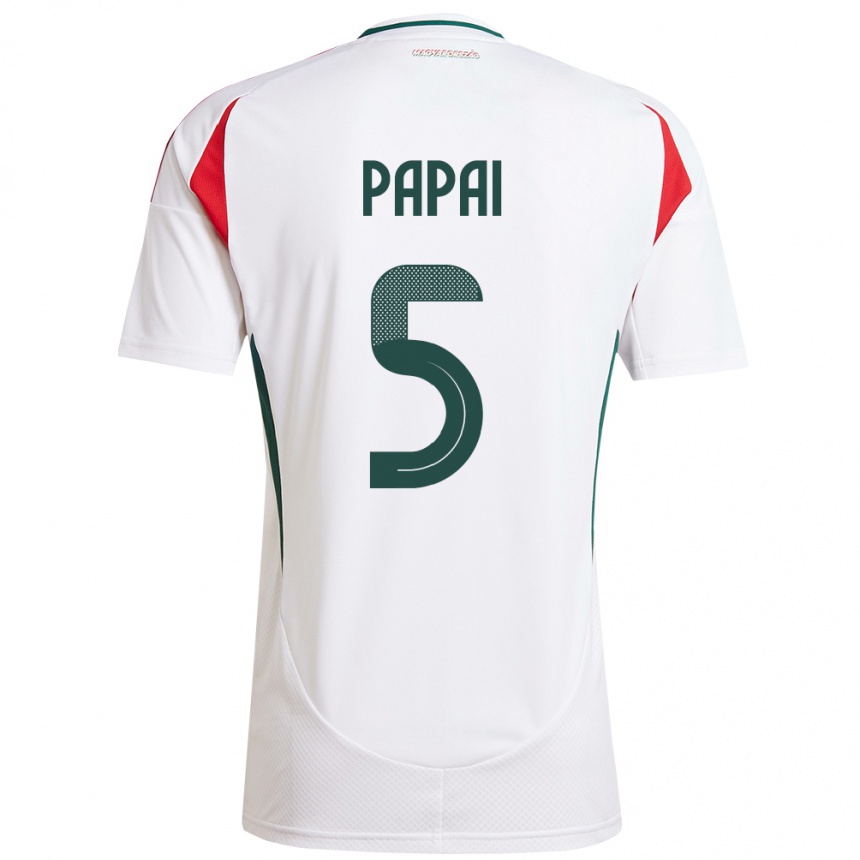 Men Football Hungary Emőke Pápai #5 White Away Jersey 24-26 T-Shirt Nz