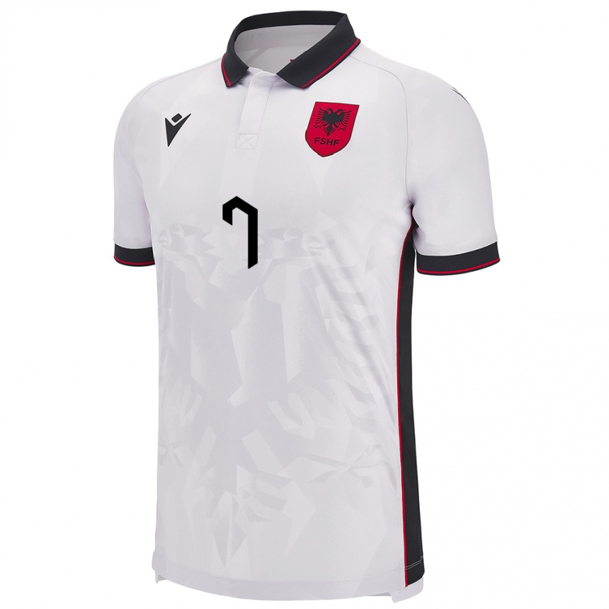 Men Football Albania Joi Nuredini #7 White Away Jersey 24-26 T-Shirt Nz