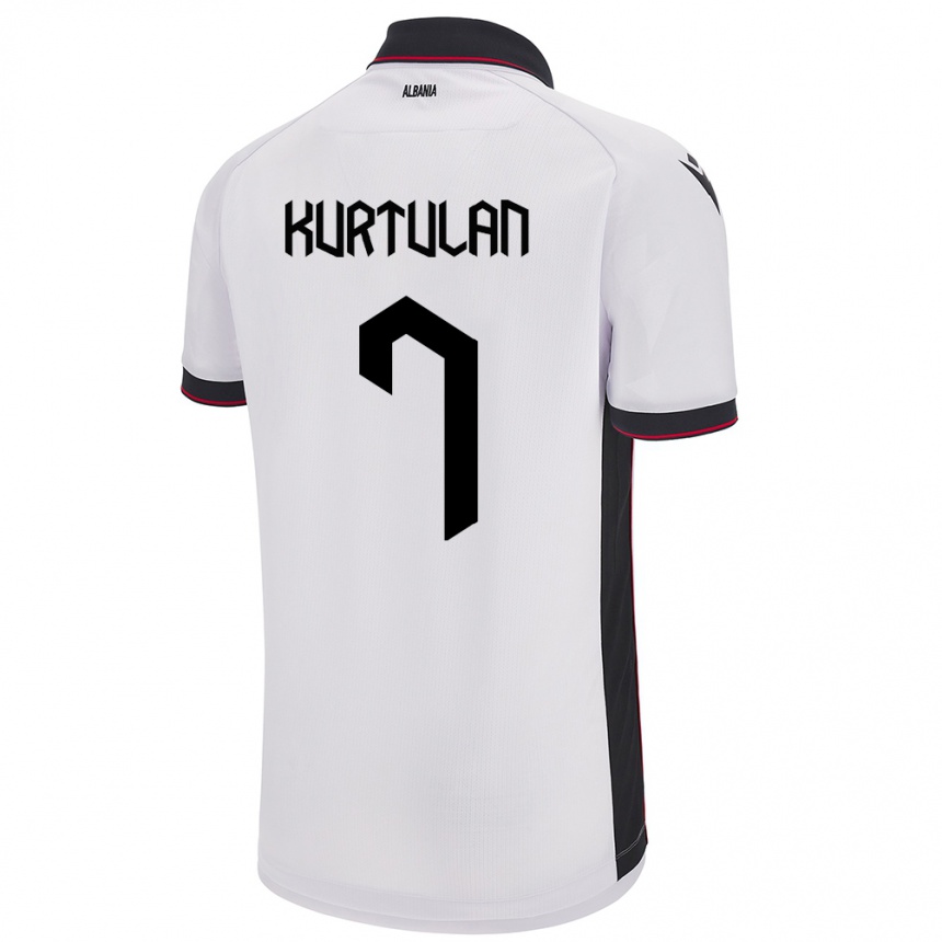 Men Football Albania Arda Kurtulan #7 White Away Jersey 24-26 T-Shirt Nz