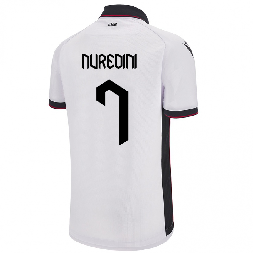 Men Football Albania Joi Nuredini #7 White Away Jersey 24-26 T-Shirt Nz