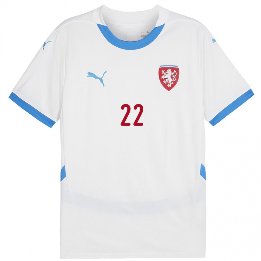 Men Football Czech Republic Daniel Tishler #22 White Away Jersey 24-26 T-Shirt Nz