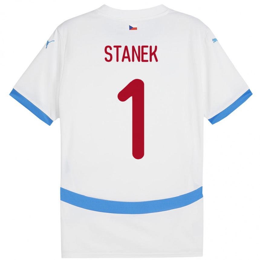 Men Football Czech Republic Jindrich Stanek #1 White Away Jersey 24-26 T-Shirt Nz