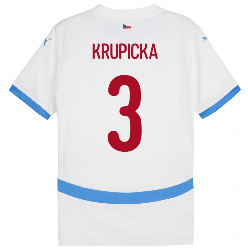 Men Football Czech Republic David Krupicka #3 White Away Jersey 24-26 T-Shirt Nz