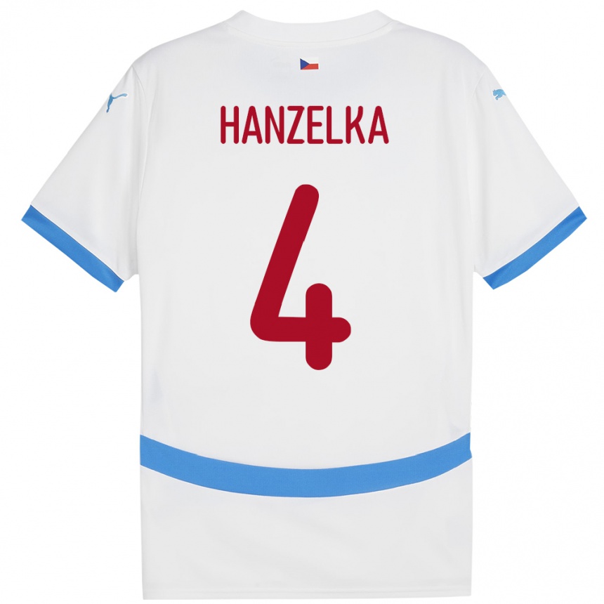 Men Football Czech Republic Denis Hanzelka #4 White Away Jersey 24-26 T-Shirt Nz