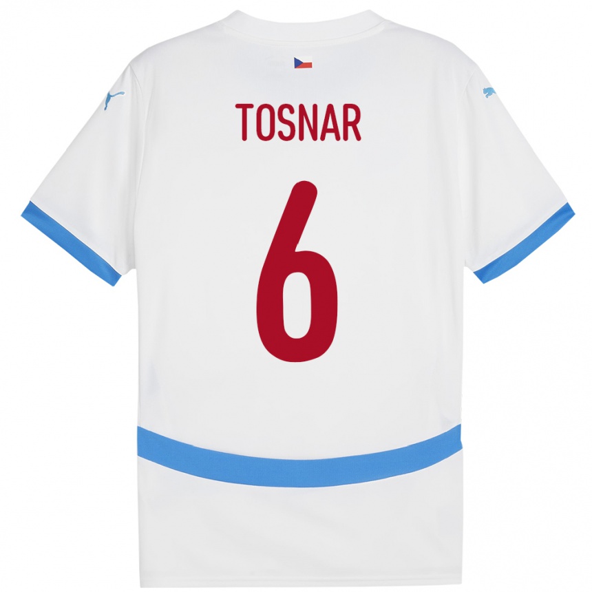 Men Football Czech Republic Jakub Tosnar #6 White Away Jersey 24-26 T-Shirt Nz