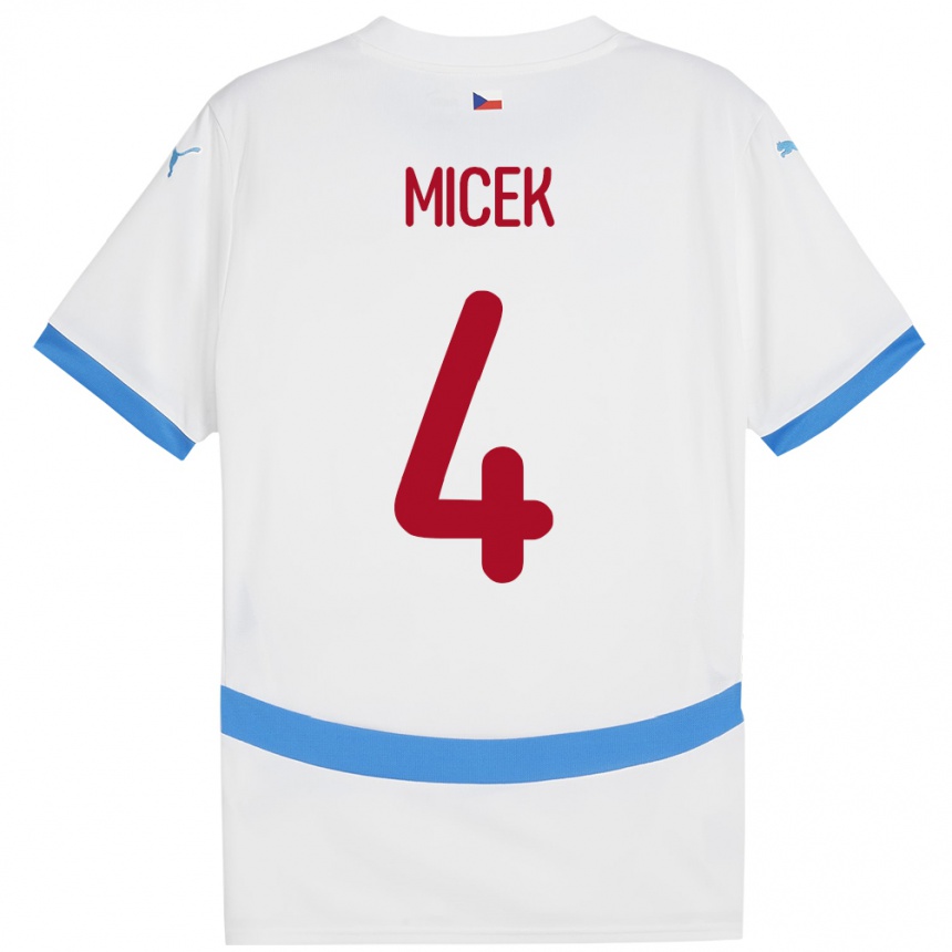 Men Football Czech Republic Jiri Micek #4 White Away Jersey 24-26 T-Shirt Nz