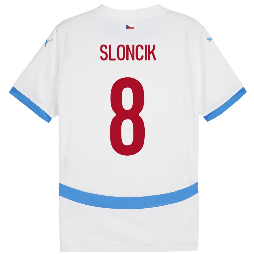 Men Football Czech Republic Simon Sloncik #8 White Away Jersey 24-26 T-Shirt Nz