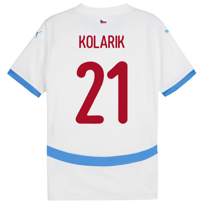 Men Football Czech Republic Josef Kolarik #21 White Away Jersey 24-26 T-Shirt Nz