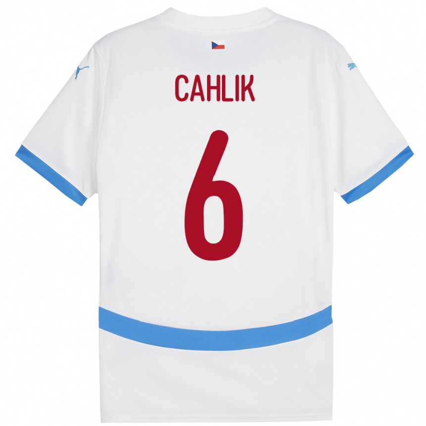 Men Football Czech Republic Jakub Cahlik #6 White Away Jersey 24-26 T-Shirt Nz