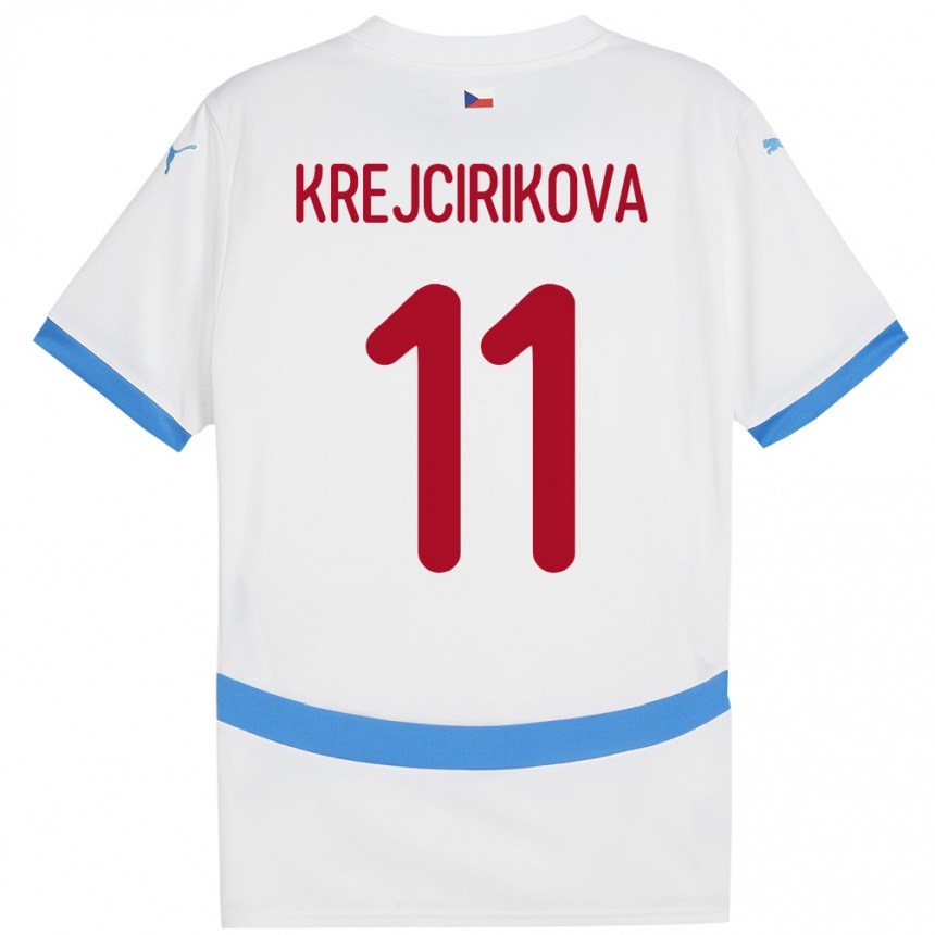 Men Football Czech Republic Tereza Krejčiříková #11 White Away Jersey 24-26 T-Shirt Nz