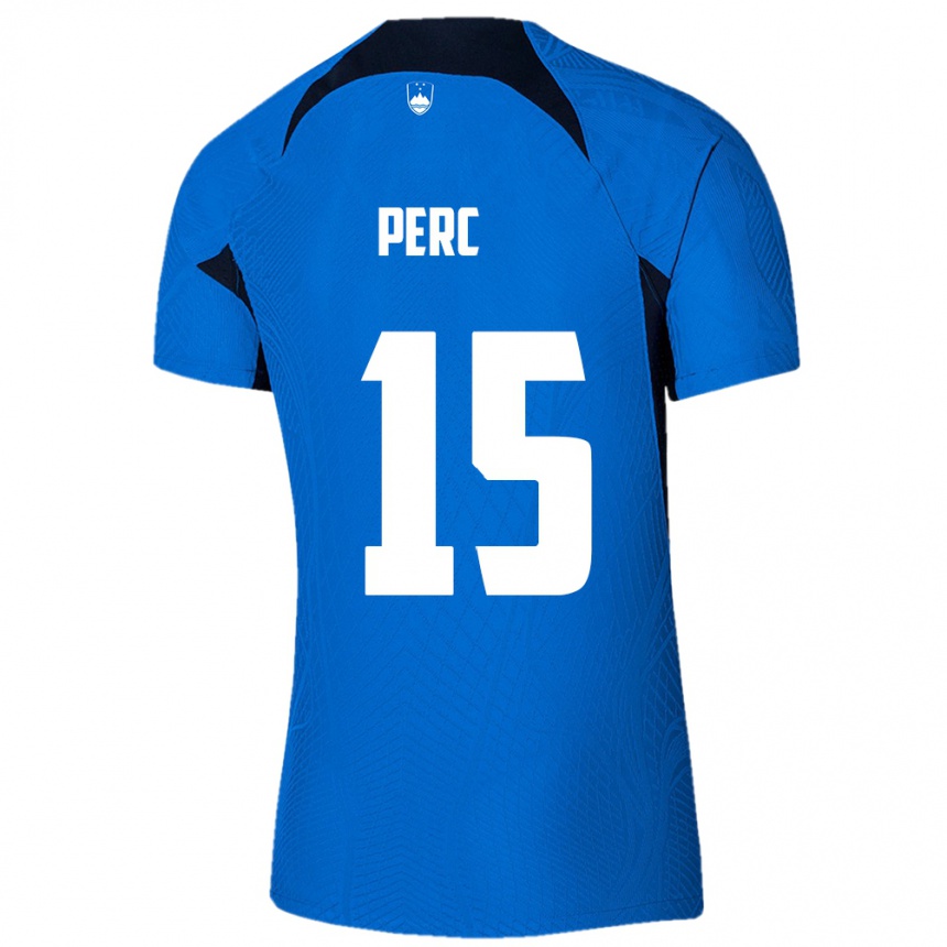 Men Football Slovenia Nick Perc #15 Blue Away Jersey 24-26 T-Shirt Nz