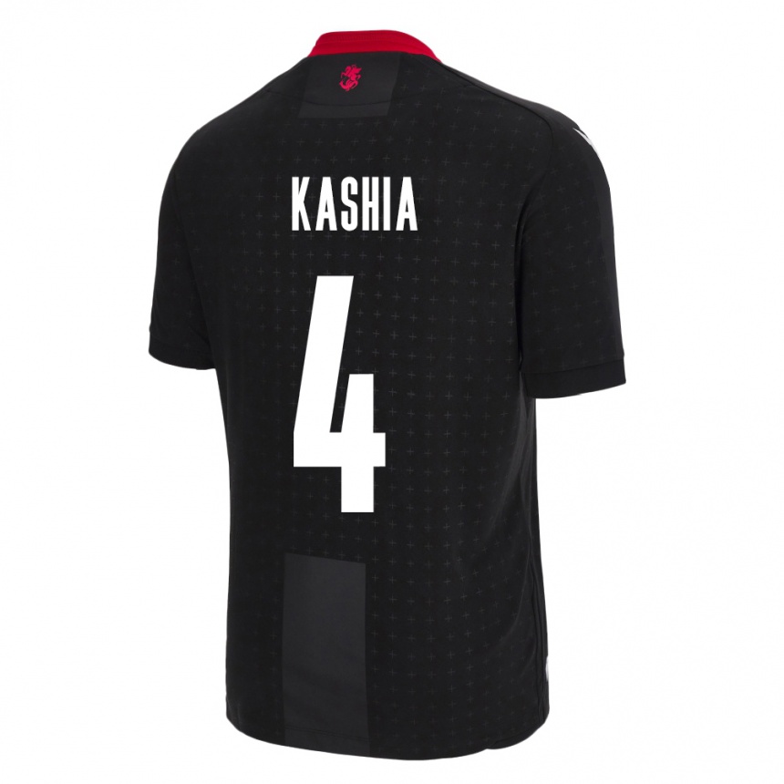 Men Football Georgia Guram Kashia #4 Black Away Jersey 24-26 T-Shirt Nz