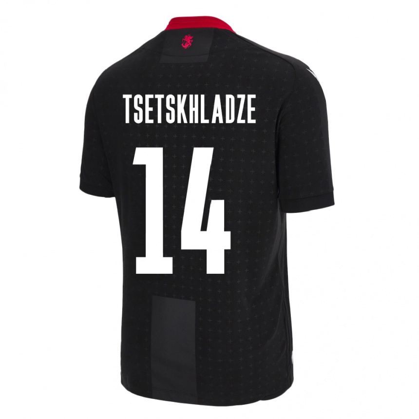 Men Football Georgia Nikoloz Tsetskhladze #14 Black Away Jersey 24-26 T-Shirt Nz