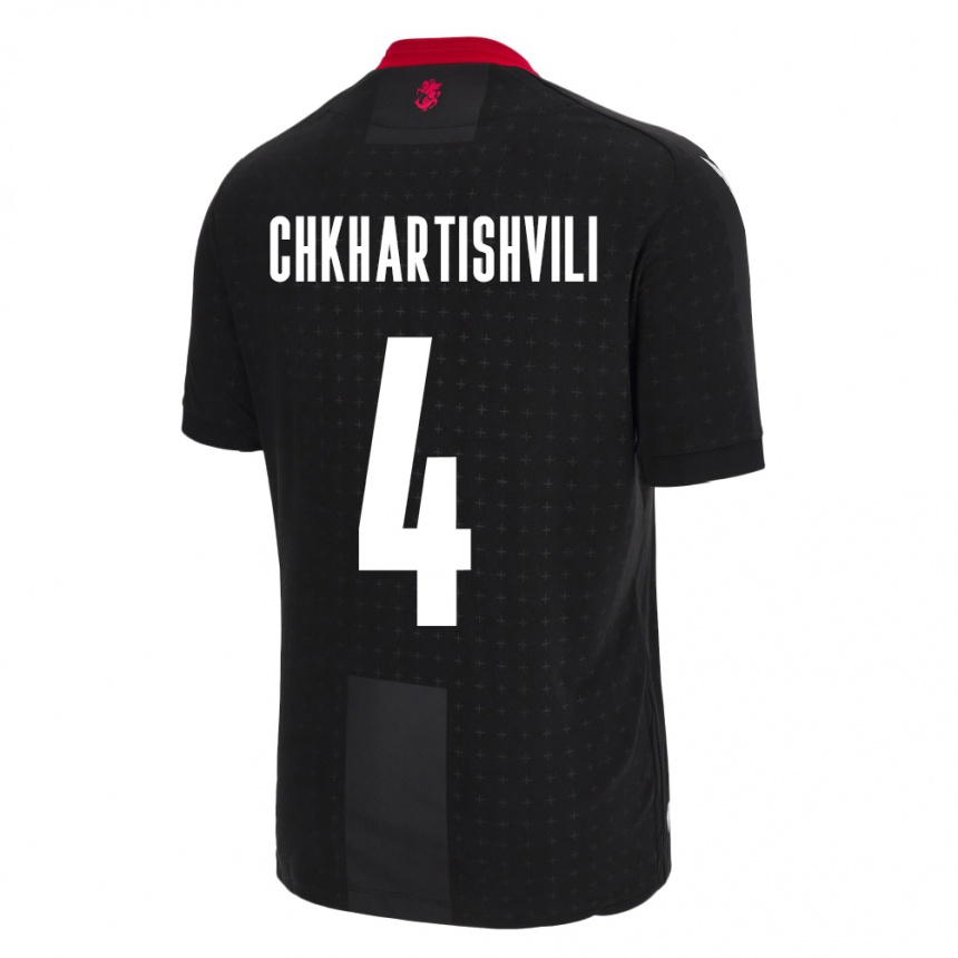 Men Football Georgia Nino Chkhartishvili #4 Black Away Jersey 24-26 T-Shirt Nz