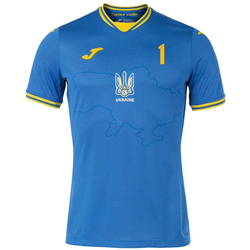 Men Football Ukraine Georgiy Bushchan #1 Blue Away Jersey 24-26 T-Shirt Nz