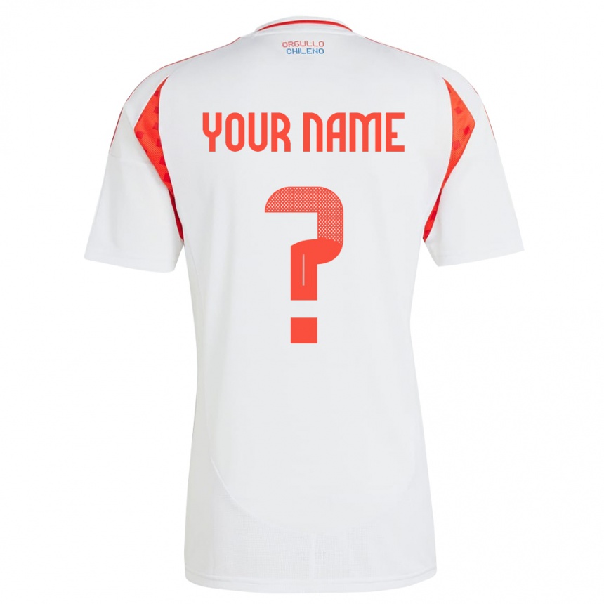 Men Football Chile Your Name #0 White Away Jersey 24-26 T-Shirt Nz