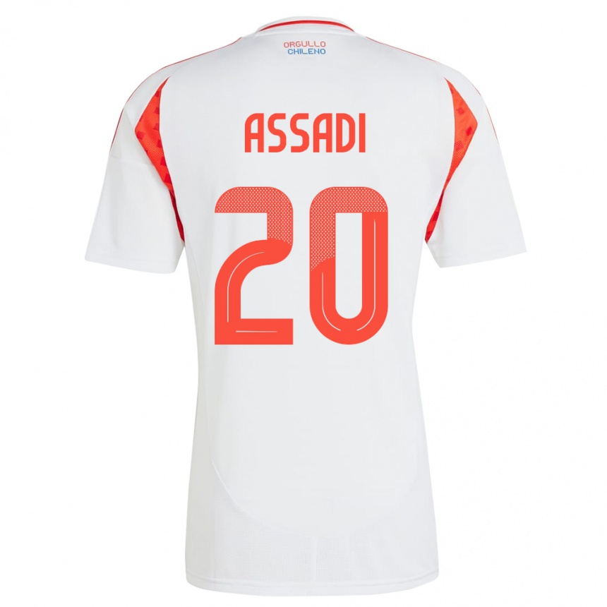 Men Football Chile Lucas Assadi #20 White Away Jersey 24-26 T-Shirt Nz