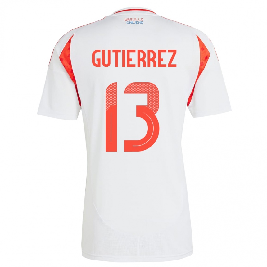 Men Football Chile Daniel Gutiérrez #13 White Away Jersey 24-26 T-Shirt Nz