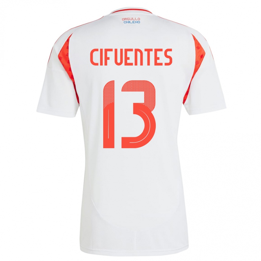 Men Football Chile Anaís Cifuentes #13 White Away Jersey 24-26 T-Shirt Nz