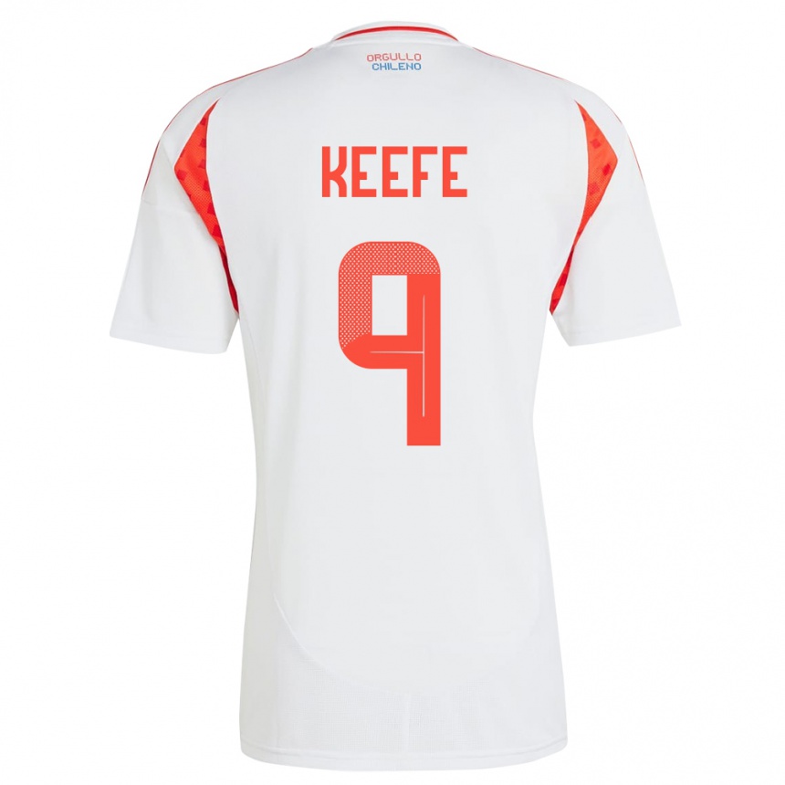 Men Football Chile Sonya Keefe #9 White Away Jersey 24-26 T-Shirt Nz