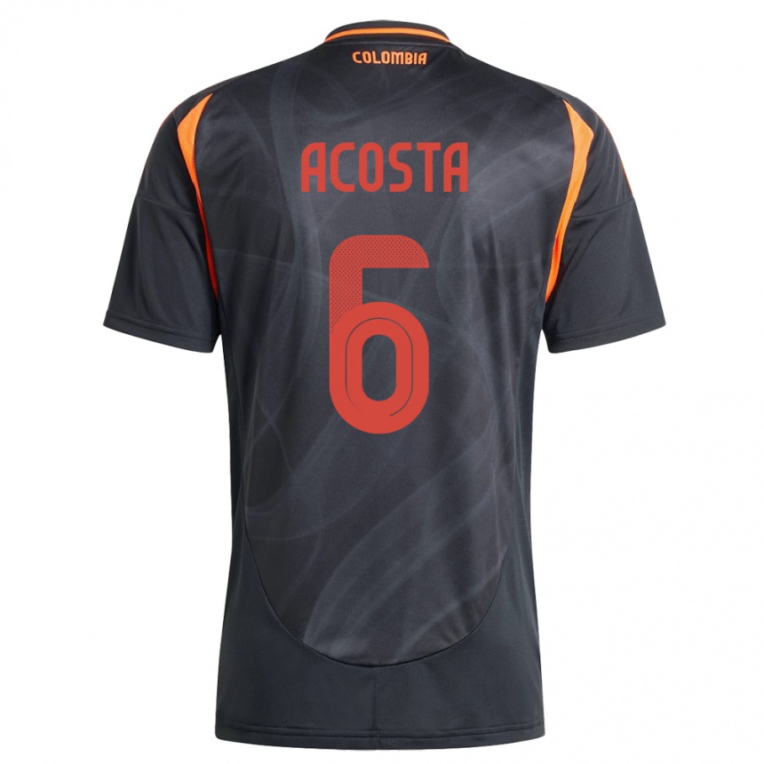 Men Football Colombia Viviana Acosta #6 Black Away Jersey 24-26 T-Shirt Nz