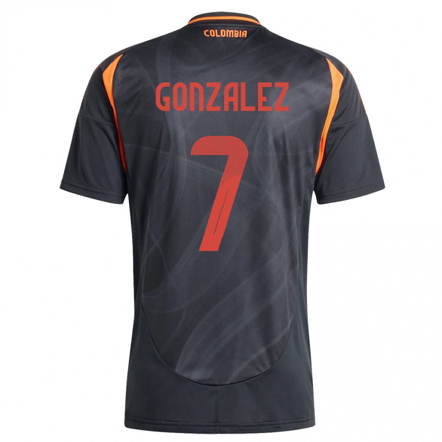 Men Football Colombia Celis González #7 Black Away Jersey 24-26 T-Shirt Nz