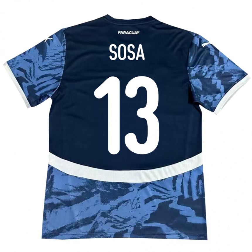 Men Football Paraguay Alex Sosa #13 Blue Away Jersey 24-26 T-Shirt Nz