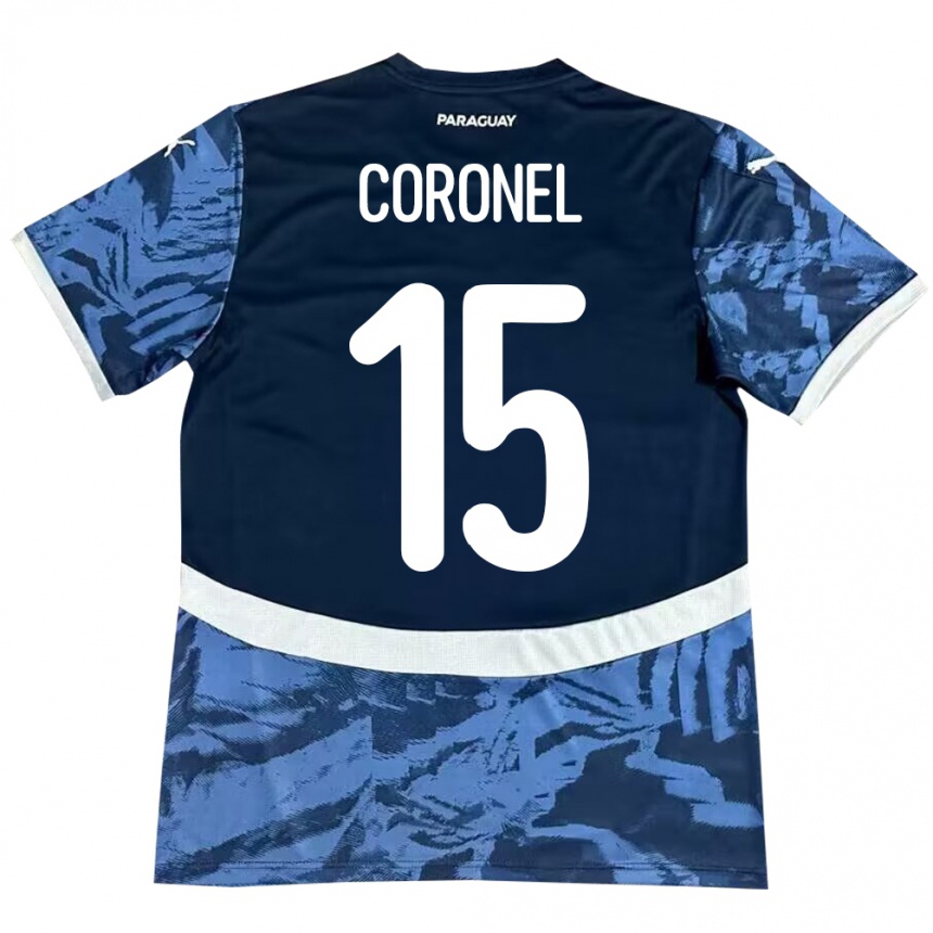 Men Football Paraguay Éver Coronel #15 Blue Away Jersey 24-26 T-Shirt Nz