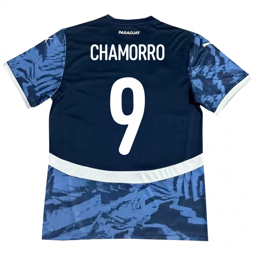 Men Football Paraguay Lice Chamorro #9 Blue Away Jersey 24-26 T-Shirt Nz