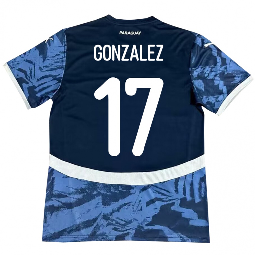 Men Football Paraguay Lourdes González #17 Blue Away Jersey 24-26 T-Shirt Nz