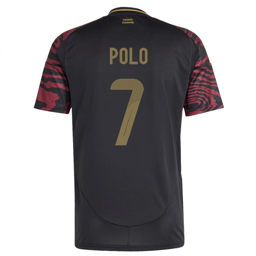 Men Football Peru Andy Polo #7 Black Away Jersey 24-26 T-Shirt Nz